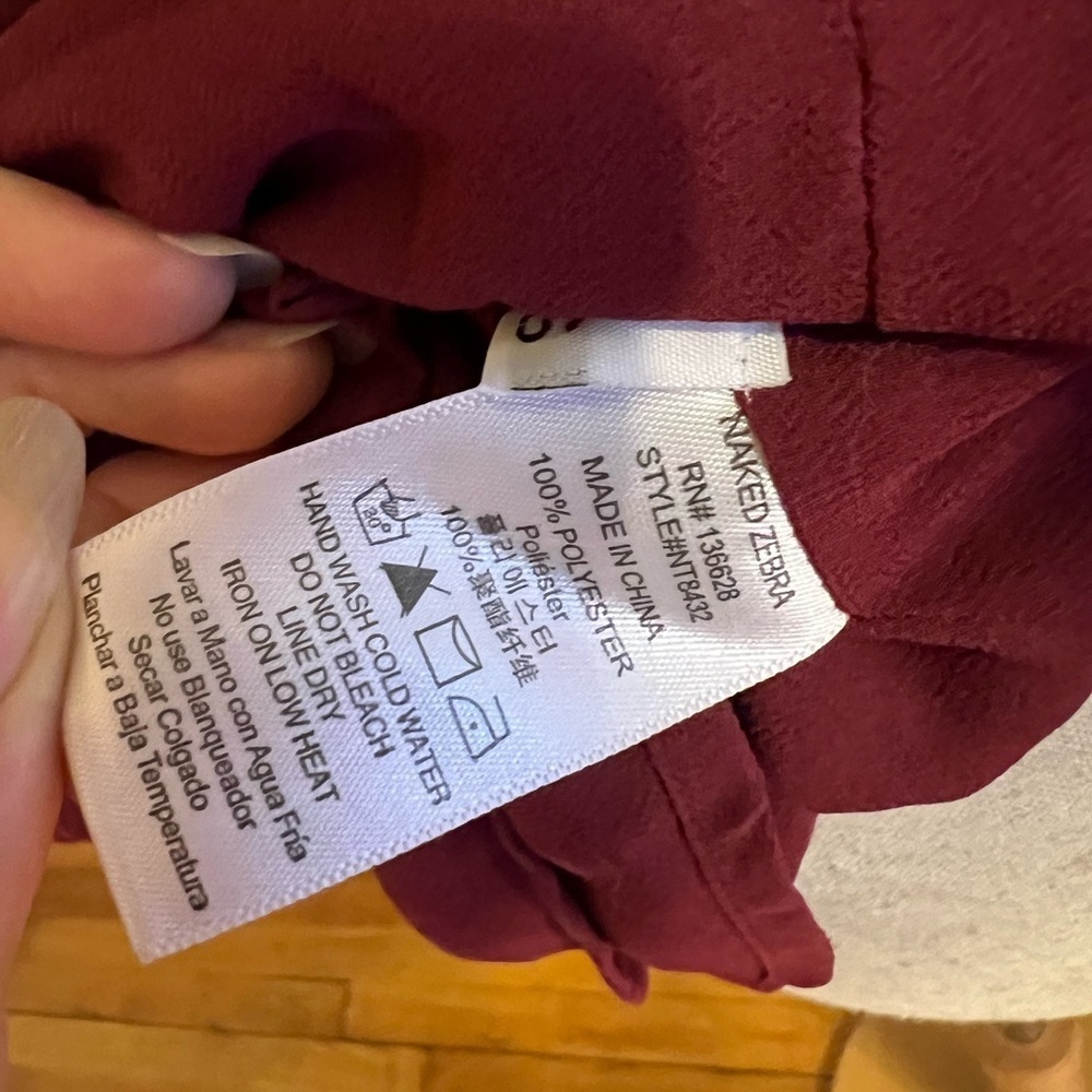 Naked Zebra Heartbeeps Strappy Cami Top | Burgundy Wine Color | Size S - Picture 12 of 12